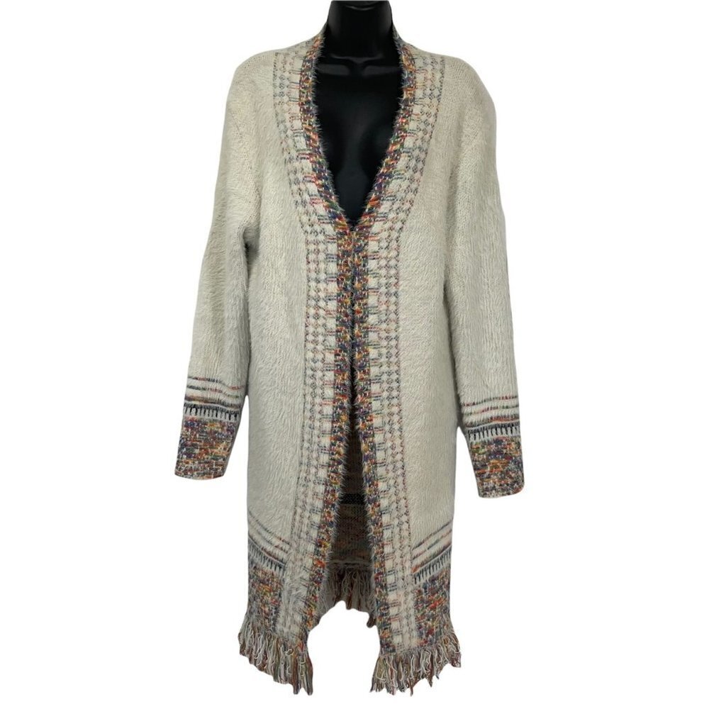 Janice Cardigan Open Sweater Fringe Eyelash BOHO GYPSY Eye Closure One Size
